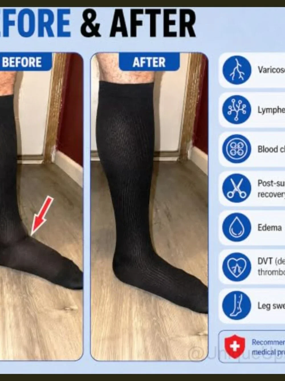 Men's Opaque Compression Socks 20-30mmHg Reinforced Heel Toe Made in USA